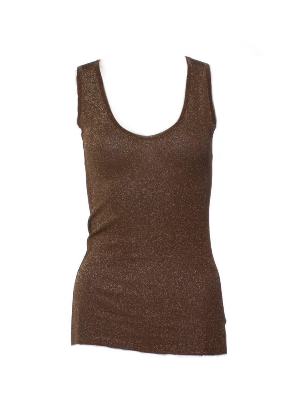 Brunello Cucinelli Metallic Brown Scoop Neck Tank
